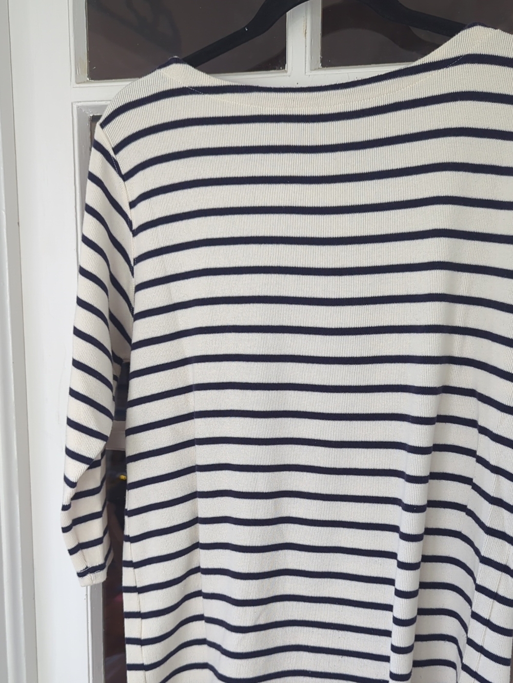 L.L. Bean - Cream and Navy Striped Boatneck Long Sleeve Top - Picture 6 of 9